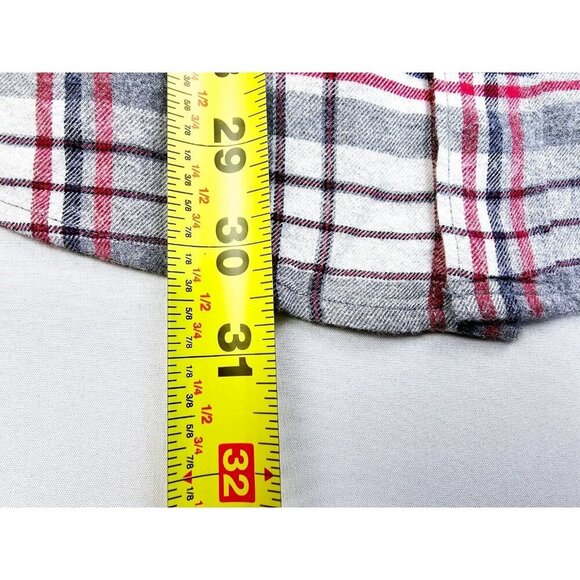 J. Crew Slim Size Medium Men's Gray White Black Red Check Cotton Flannel Shirt - Picture 9 of 11